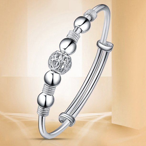 Femmes Argent Plaqué Ronde Charmant Bracelet Cadeau de Saint Valentin