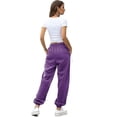 thumbnail image 4 of HKYNLAG Baggy Sweatpants for Women Drawstring Cinch Bottom Sweatpant High Waist Loose Fit Workout Running Athletic Jogger Pants Lounge Trousers with Pockets Purple XL, 4 of 5