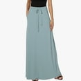 thumbnail image 2 of Women Flowy Swing Long Skirts Drawstring High Waist Maxi Skirt Summer Beach Pleated Casual Skirts, 2 of 7