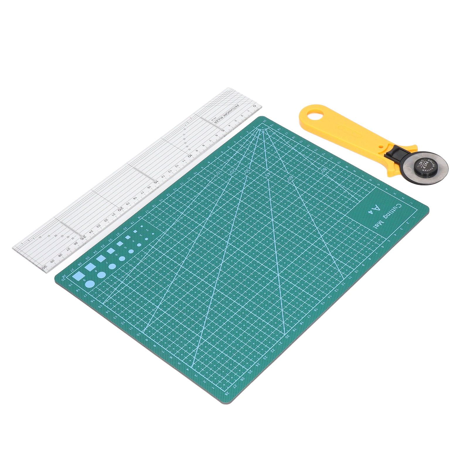 Fyydes A4 Cutting Mat,Self Healing Sewing Mat Set A4 Clear Size Safe Button Sewing Accessories with 45mm Revolving Cutter for  Crafts Quilting,Cutting Mat