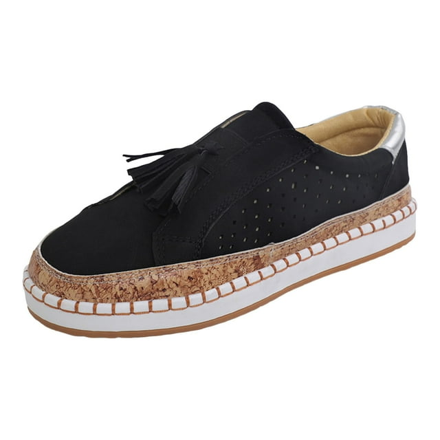 Kcodviy Chaussures Décontractées pour Femmes à Franges Ajourées Femmes Bout Rond Plates à Enfiler Chaussures de Travail Décontractées Femmes sur Chaussures Femmes Taille 12 Chaussures Décontractées Espadrilles