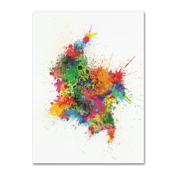 Michael Tompsett 'Colombia Paint Splashes Map' Canvas Art