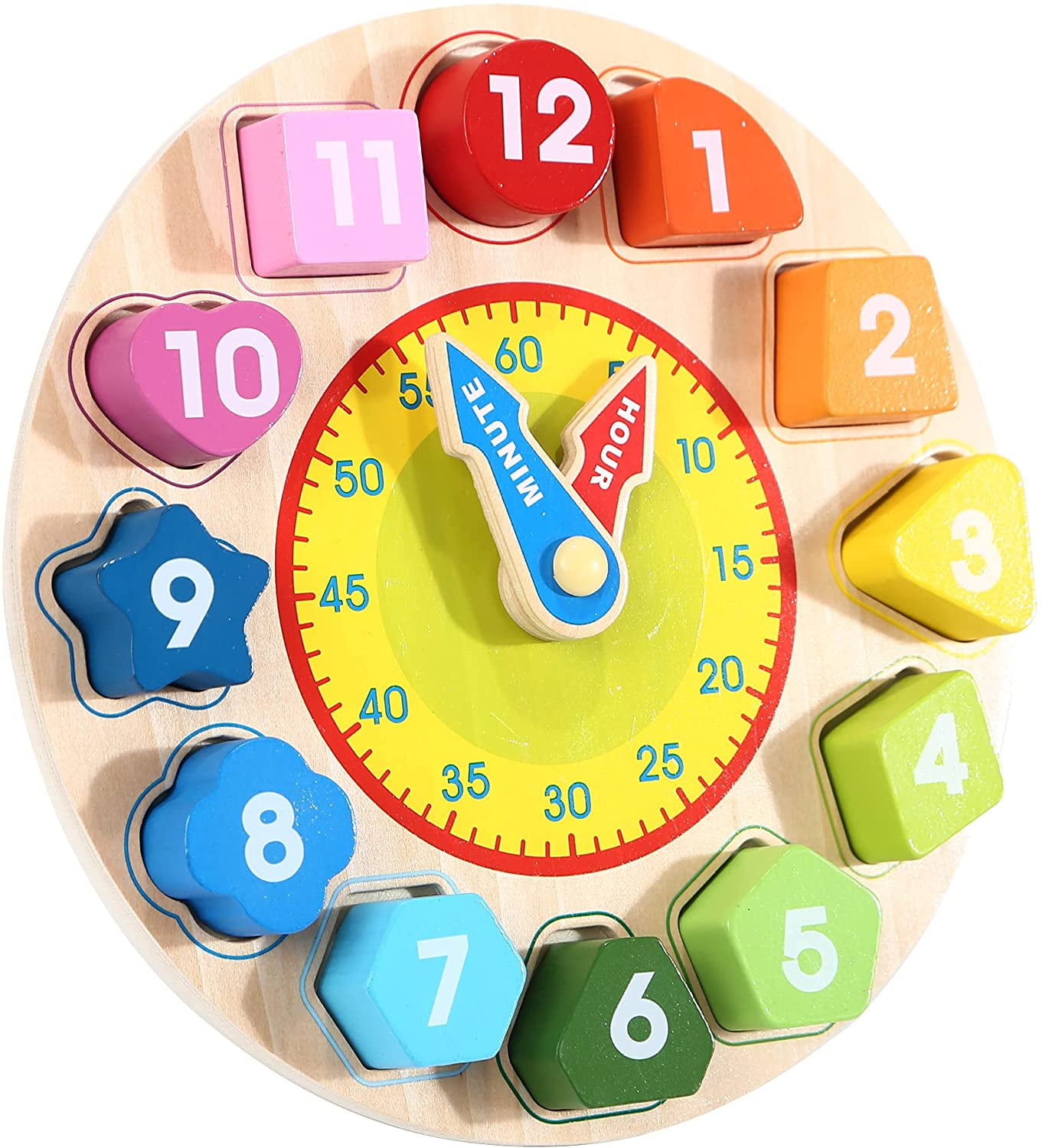 Digital Clock Puzzle Wooden Jigsaw Educational Toy Kids Children Montessori Gift 
