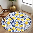 thumbnail image 2 of Round Rugs 5Ft, Summer Lemon Round Area Rug Washable Indoor Throw Carpet, Watercolor Yellow Blue Garden Floral Soft Non Slip Circle Rug for Cabinet Bathroom Home Decor Aesthetic, 2 of 8