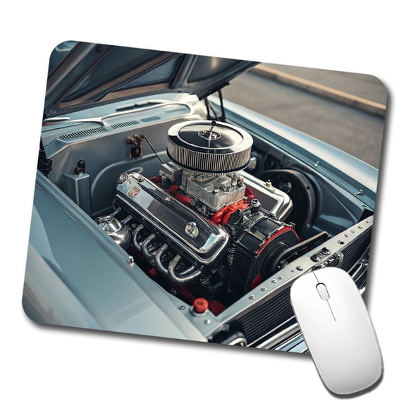 V8 Engine In Classic Muscle Car Mouse Pad Low Profile Gaming Mat