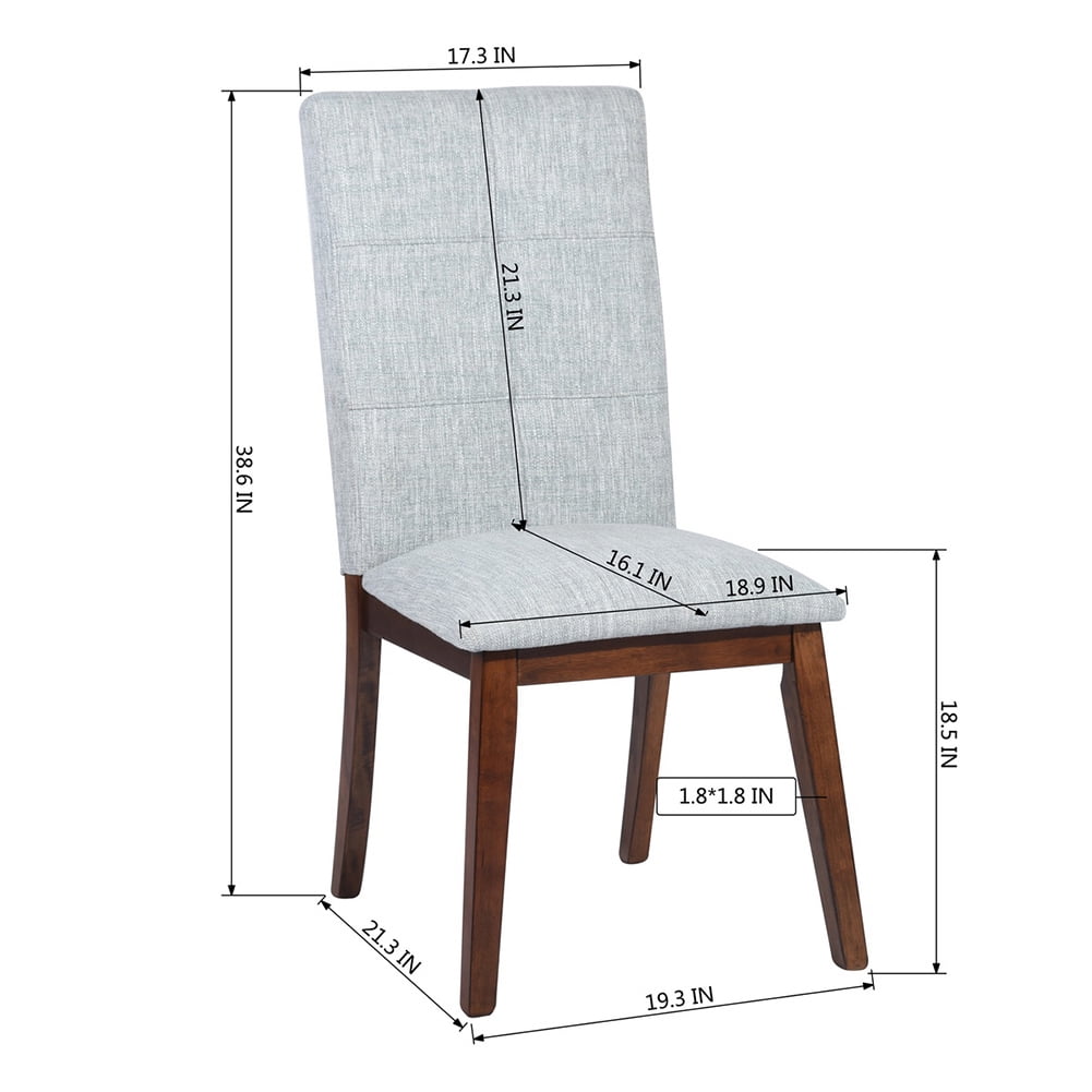 Kepooman 2-Piece Modern Upholstered Dining Chairs with Wood Leg, Accent Chairs for Kitchen, Living Room, Gray