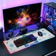 thumbnail image 6 of Pink Blue Floral Geometric RGB Gaming Mouse Pad Large Keyboard Mat Rubber Base 13 Light Modes, 6 of 6