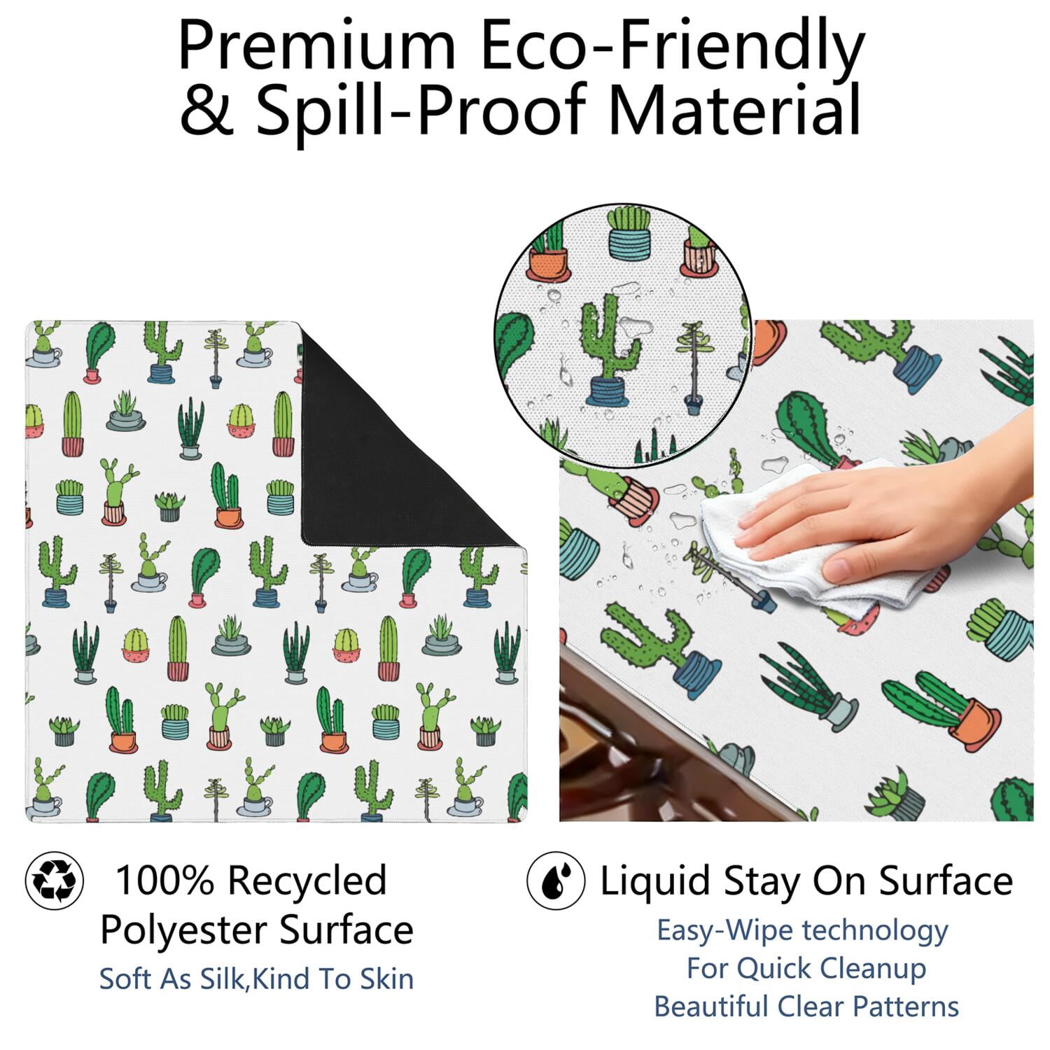 Square Plants Pattern Game Pad 31.5x31.5 Inches Constructed from Premium Rubber with Anti-Slip Grip Surface and Noise Dampening Features for Tiles Games