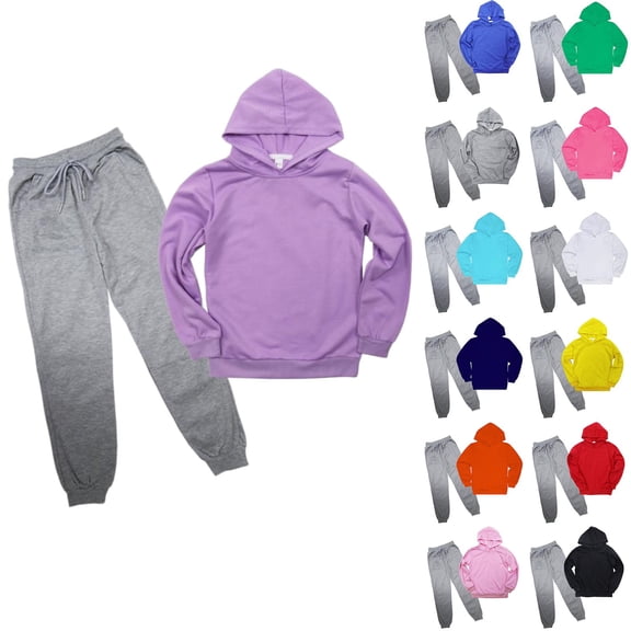 NAISIBABY Outfit Sets for Girls Size 6, Comfy Pullover Elastic Waist Long Sleeved Hooded Sweatshirt With Sweatpants Purple