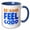Blue/White, variant on 3drose, Image of Words Be Kind Feel Good, 15oz Two-tone Yellow Mug