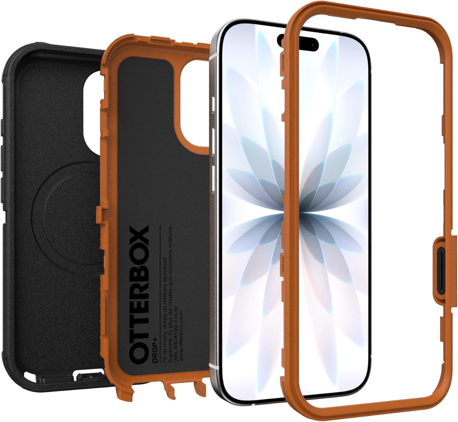 OtterBox iPhone 17 (Only) Bundle: Defender Series Case & Screen Protector - Black Chateau (Black & Orange) - Case Only - Snaps on MagSafe - Tough - Rugged & Durable - Non-Retail Packaging