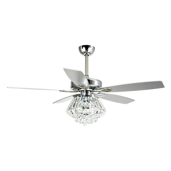 Parrot Uncle Ceiling Fan with Lights Remote Control 52" Modern Chandelier, Chrome