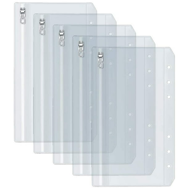12 Pack A6 Binder Pockets with Metal Zipper & Extra Colorful Labels, 6