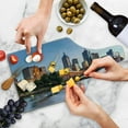 thumbnail image 4 of City Cutting Board, Early Morning Scenery in Melbourne Australia Famous Yarra River Scenic, Tempered Glass Cutting and Serving Board, Wine Bottle Shape, Orange Green Pale Blue, by Ambesonne, 4 of 5