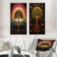 thumbnail image 1 of Designart "Rainbow Tree of Life Retro Illustration" Landscape Trees Framed Wall Art Set Of 2 - Traditional Green Framed Canvas Set For Living Room Decor, 1 of 6