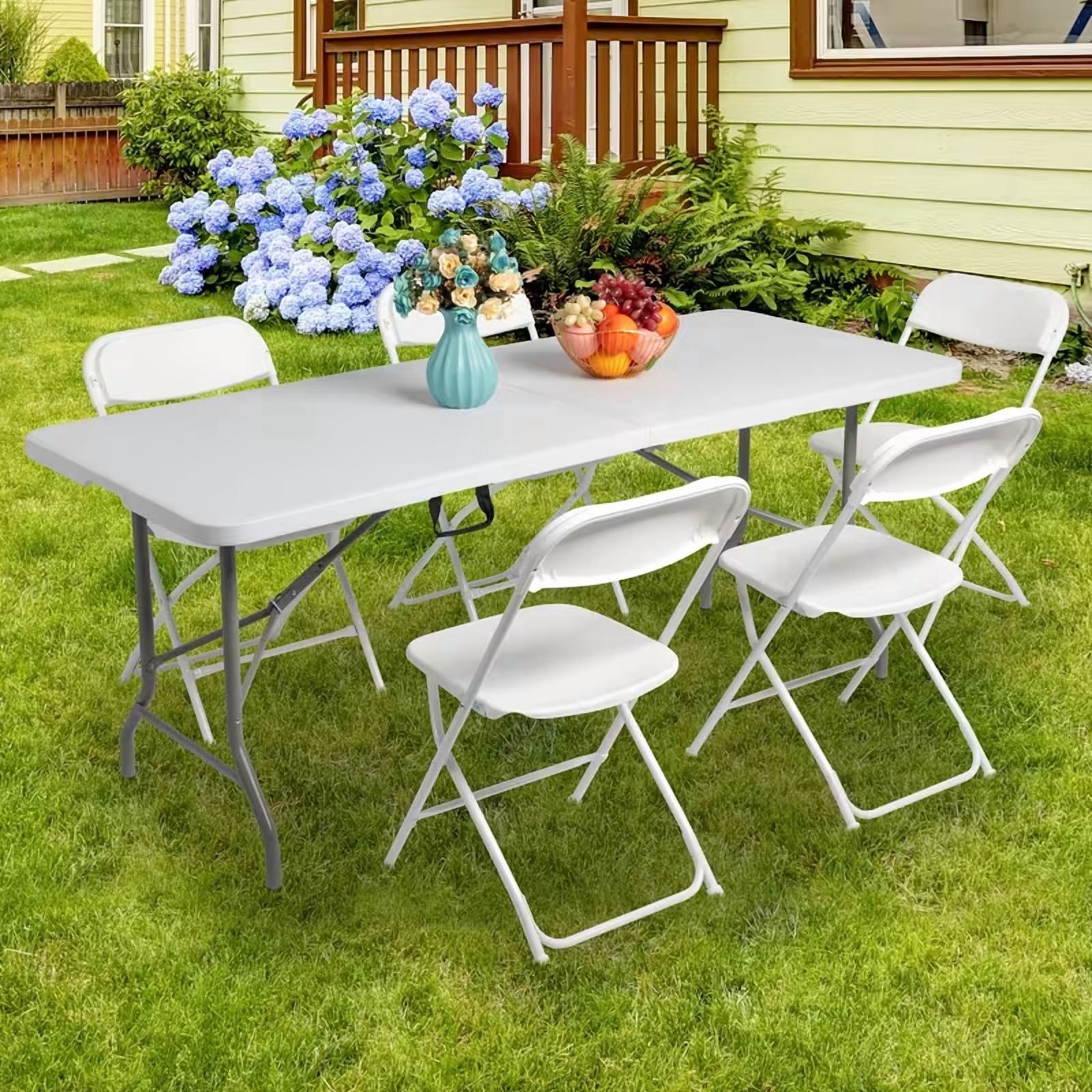 6ft Portable Folding Table with Armrests - Indoor Outdoor Camping & Gathering Table