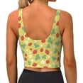 thumbnail image 3 of Fotbe Floral Strawberr Pattern Womens' Sports Bra Longline Wirefree Padded with Medium Support Sports Moisture-Wicking Workou Vest,Tank Top-, 3 of 9