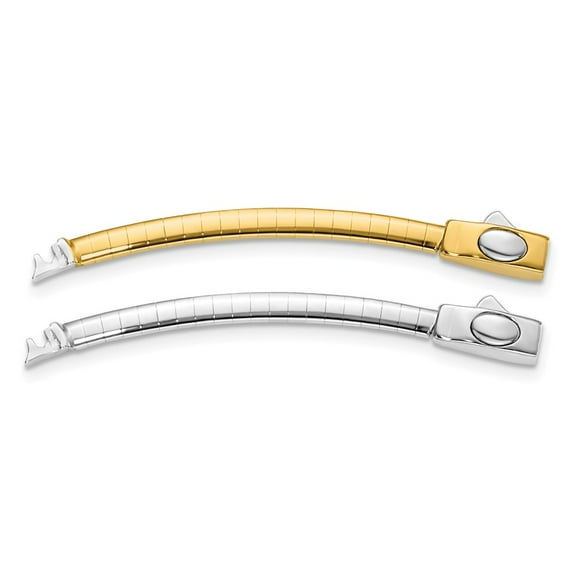 14K Two-Tone Gold Omega Necklace Chain 3mm White & Yellow Domed Extender for 2 inch 3 mm