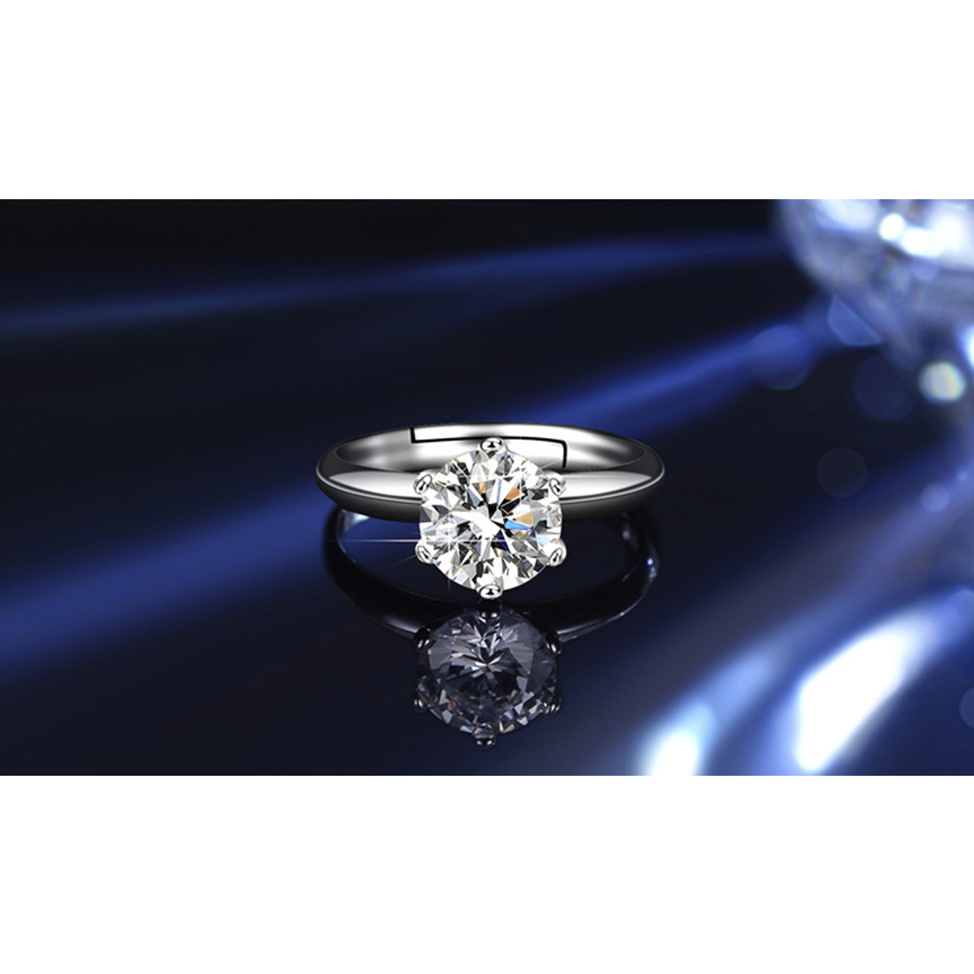 0.8 CT Moissanite Diamond for Women Engagement Ring D Color VVS1 Jewelry 18k White Gold Over Silver Rings with Adjustable Open