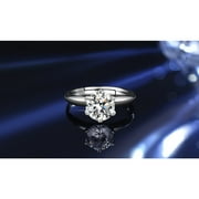 1.5 CT Moissanite Diamond for Women Modern Stylish Engagement Ring D Color VVS1 Jewelry 18k White Gold Over Silver Rings with Adjustable Open