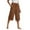 Brown, variant on Fengactive Women's Summer Casual Loose Wide Leg Capri Pants Elastic Waist Casual Drawstring Capris with Pockets