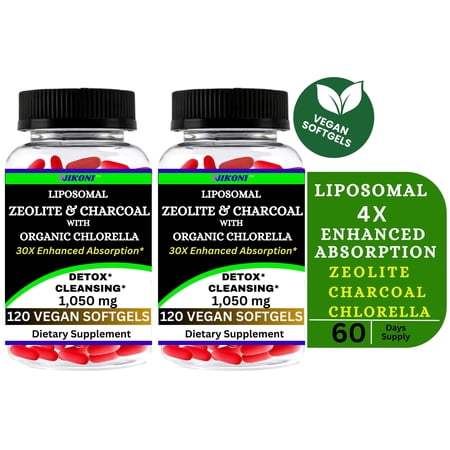 Nikoni Liposomal Clinoptilolite Zeolite, Charcoal and Organic Chlorella Supports Detox 240 Vegan Softgels
