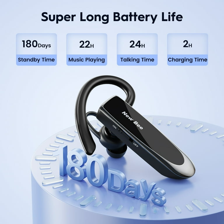 New Bee Bluetooth Earpiece, Wireless Headset with Noise