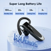 New Bee Bluetooth Headphones V5.0 Wireless (24H Talk Time/180D Standby) w/Mic, Dual Device Connectivity for iPhone/Android/Samsung/Laptop, Business Trucker Headsets,Black