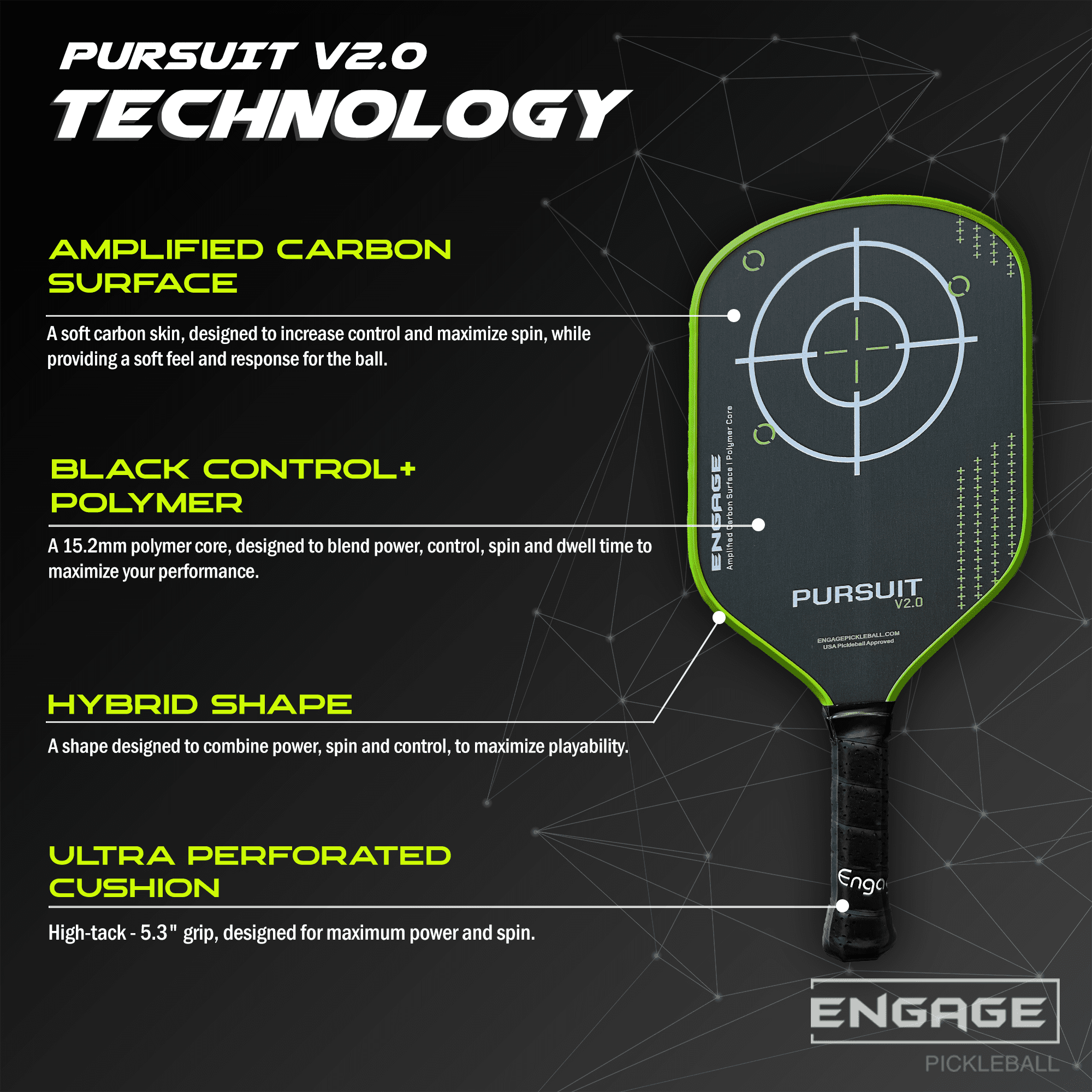Engage Pursuit V2.0 15.2mm Pickleball Paddle