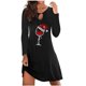 thumbnail image 1 of Vestido largo de mujer de moda con estampado de copa de vino de Navidad sexy para mujer Pompotops  hdfakjf277, 1 of 3