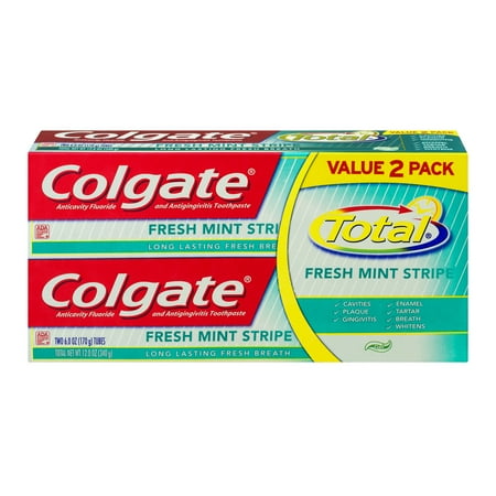 Colgate Total Toothpaste Gel with Fluoride - Fresh Mint Stripe - 4.8oz/2pk