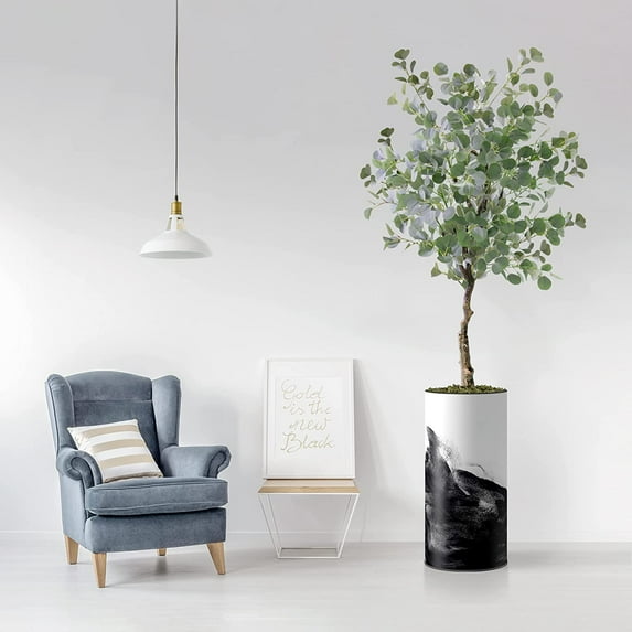 Artificial Tree in Contemporary Planter, Fake Eucalyptus Silk Tree for Indoor and Outdoor Home Decoration - 66" Overall Tall (Plant Pot Plus Tree)