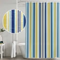 thumbnail image 4 of Polyester Fabric Blue Yellow Striped Shower Curtain, Colorful Ombre Abstract Stripes Waterproof Bathtub Curtain Bathroom Decor Set with Hooks 36 x 78 Inches, 4 of 6