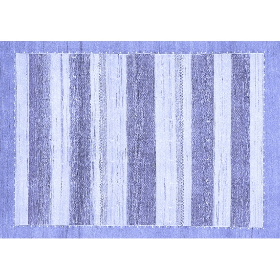 Ahgly Company Machine Washable Indoor Rectangle Solid Blue Modern Area Rugs, 2' x 3'