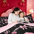 thumbnail image 4 of meiyoeat Coquette Bowknot Monogram S Full Size Comforter Sets,Pink Initial Design Bedding Comforter Set For Girl,Pink Reversible,3-Piece,1 Comforter and 2 Pillowcases, 4 of 7