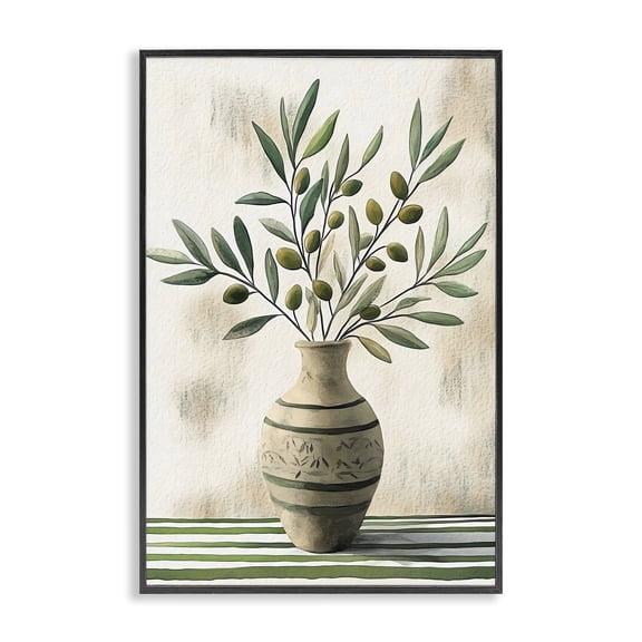Stupell Industries Rustic Lodge Vase of Olive Branches Black Framed Giclee Art, 12 x 18, by Creative Studio