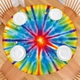 thumbnail image 2 of Colorful Rainbow Tie Dye Spiral Pattern Round Fitted Tablecloth with Elastic Edge,Dining Table Cover Waterproof,Outdoor Round Tablecloth for Camping,Dining,Indoor and Outdoor, 2 of 7