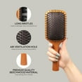 thumbnail image 4 of Evergreen Wooden Square Paddle Hair Brush, 100% Beechwood, Long Bristles, Detangling, For All Hair Types, Sustainable, Painless Detangling, Air Ventilation Hole, Wet Dry Hair, Unisex, 4 of 4