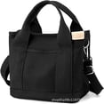 thumbnail image 2 of Classic Canvas Handbag for Women, Multi-Compartment Tote Purse with Adjustable Shoulder Strap, Lightweight Daily Work Bag(Black), 2 of 5