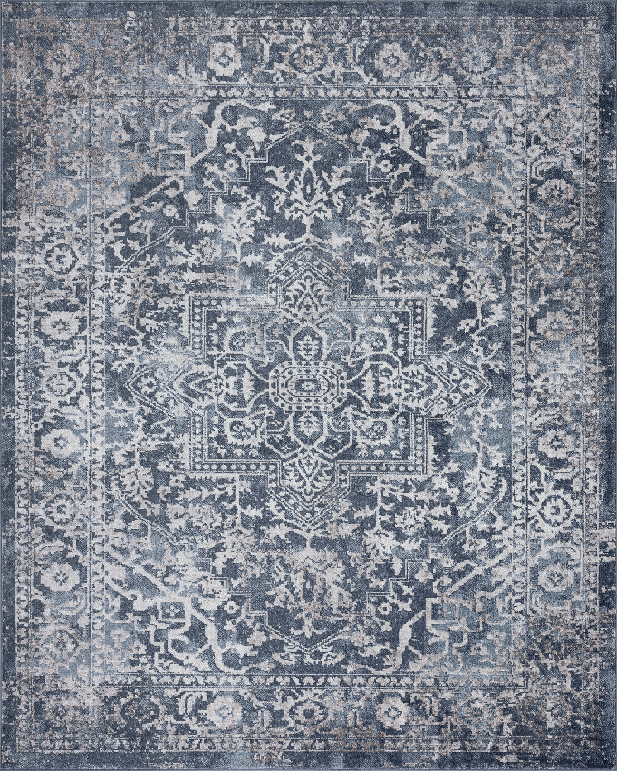 Bliss Rugs Persian Traditional Area Rug, Geometric Indoor Rugs for Living Room, Dining Room, Bedroom | Blue, 5' x 7' (5'3''x7'3'')