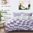 thumbnail image 3 of 3 Piece Purple White Checkered Duvet Cover Set Twin Size, Microfiber Comforter/Quilt Cover with Corner Ties and 2 Pillowcases, Modern Irregular Geometric All Season Soft Bedding with Zipper Closure, 3 of 8