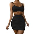 thumbnail image 1 of Conjunto de 2 piezas de traje de falda corta sin mangas sólido Sexy de moda de verano para mujer Pompotops  lopia989955, 1 of 5