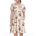 thumbnail image 1 of Fotbe Retro Rooster Vestido Largo de Moda para Mujer, Vestido Tipo Camiseta con Manga Corta y Estilo Casual a Rayas y Bloques de Color, 1 of 6