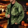 thumbnail image 4 of Delconic Mens Corduroy Jacket Loose Casual Turn Down Collar Long Sleeve Button Front Shirt Jacket Halloween Print Outerwear Top Black L, 4 of 6