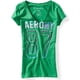 thumbnail image 1 of Aeropostale - Camiseta gráfica con cuello en V para mujer, Aero Ny 87, verde, grande, 1 of 1