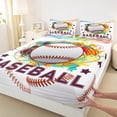 thumbnail image 3 of Feelyou Cartoon Baseball Sport Full Size Sheets, Fashion Watercolor Art Bed Sheets, Teens Kids Boys Girls Sheet Sets, Ultra Soft Bedroom Decor, 4pcs, 3 of 7