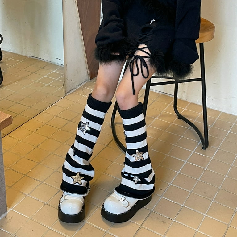 Women s Kawaii Leg Warmers Shiny Star Leg Warmers Long Slouch Socks Casual Boot Cuffs Streetwear