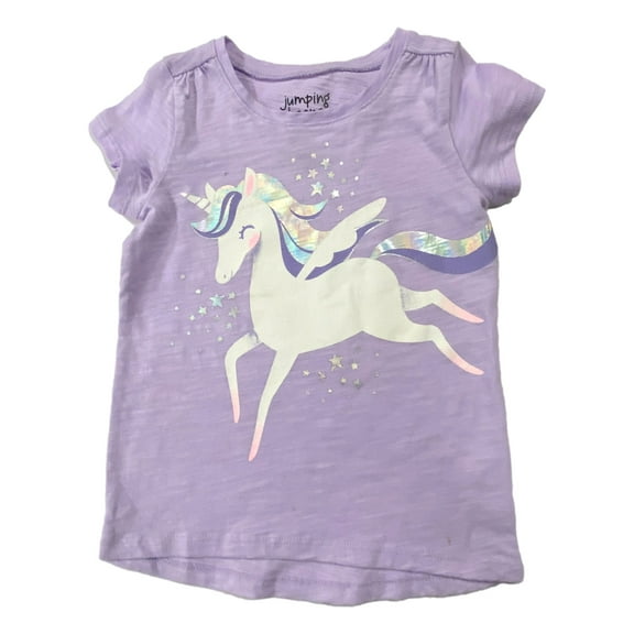 Toddler Girls Lavendar Purple Sparkly Unicorn Short Sleeve Tee T-Shirt 18 Mo