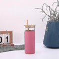 thumbnail image 3 of 2-pack Bamboo Lid Glasses W/ Bamboo Straws Glass Powder Green N, 3 of 3