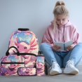 thumbnail image 3 of Garronmavis Kids Bookbag Set Capybara Print School Backpack with Lunch Box, 4PCS Set with Pencil Case and Water Bottle Holder, School Daypack for Boys & Girls Travel Use, 3 of 8